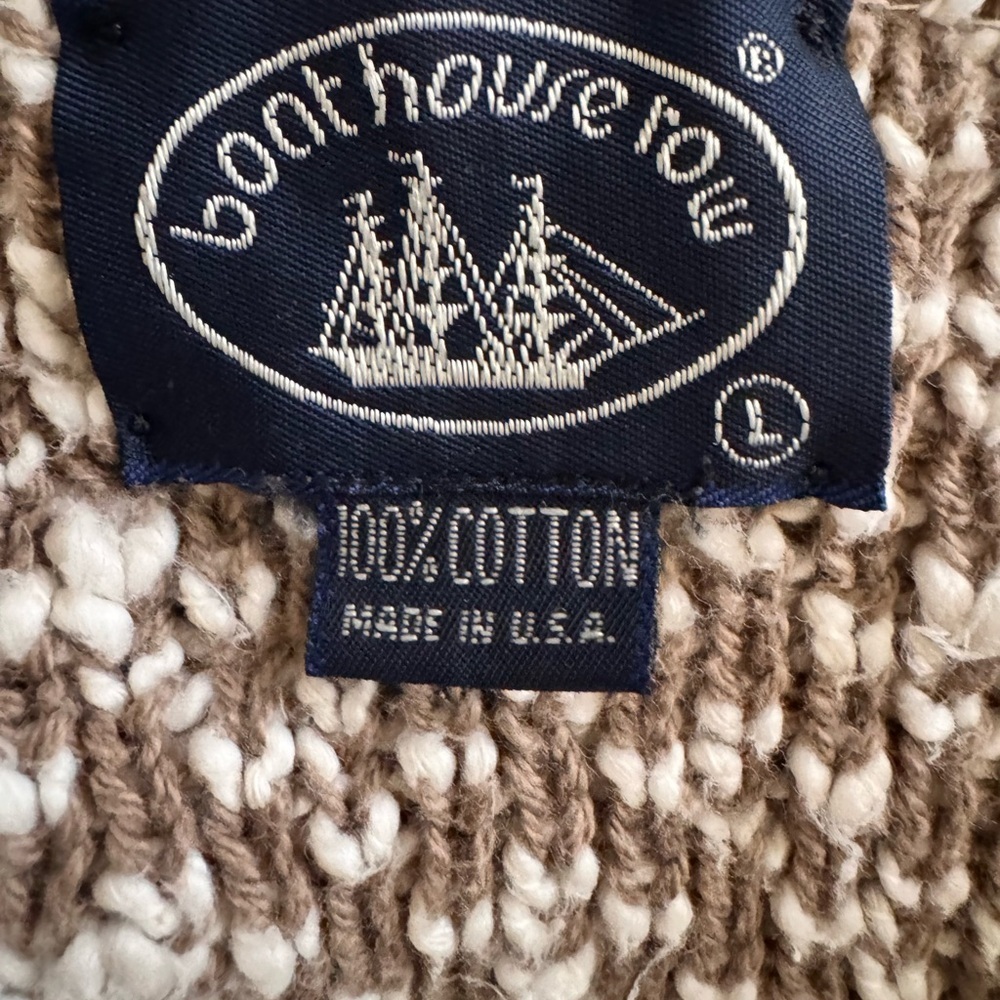 Vintage Boathouse Sweater Men’s L Fair Isle Knit 100% Cotton Made in USA - Picture 3 of 4